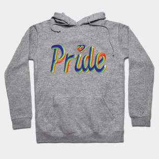 Pride Heart Text Rainbow Flag Gay Pride 3D Lettering Illustration Typography Hoodie